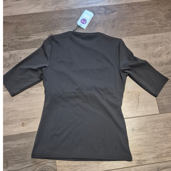 Joy‎ Clean Boss Top Women's Scoop Neck 3/4 Sleeve Gray Athleisure Tee Shirt - Picture 2 of 3